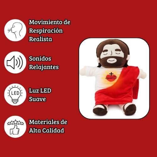 Peluche respiratorio de Jesús - Siente su presencia, su paz y su amor en cada respiro.