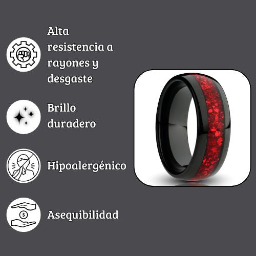 Anillo de tungsteno rojo