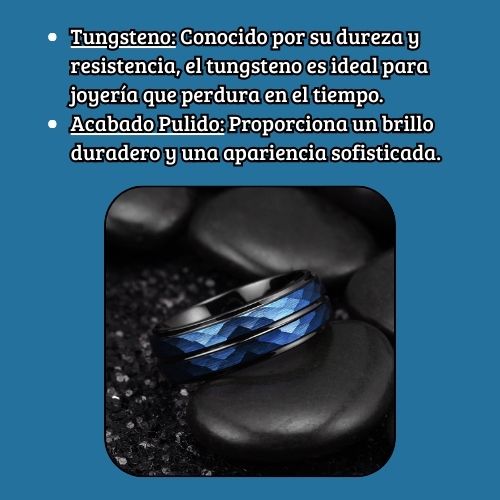 Anillo de tungsteno Bluebsidian Hammer