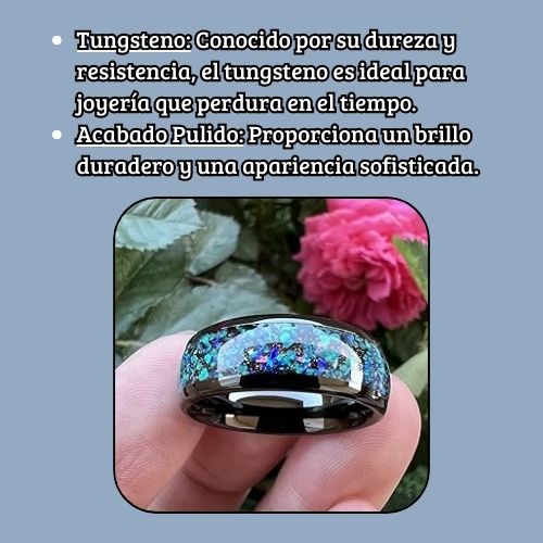 Anillo tungsteno aurora boreal