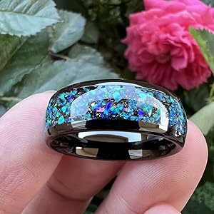 Anillo tungsteno aurora boreal