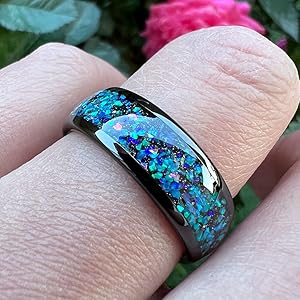 Anillo tungsteno aurora boreal
