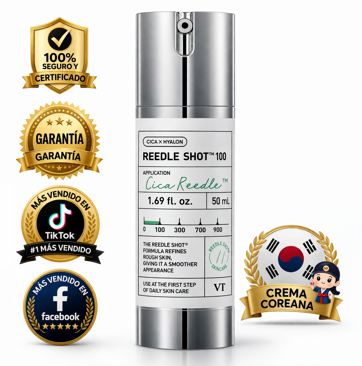 Reedle Shot 100 – Sérum Coreano de Micro-Espículas para Piel Lisa, Firme y sin Poros