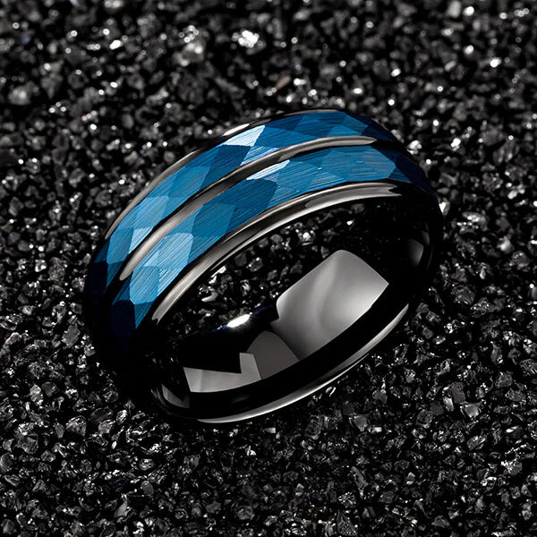 Anillo de tungsteno Bluebsidian Hammer
