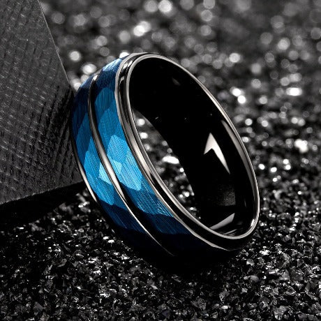 Anillo de tungsteno Bluebsidian Hammer