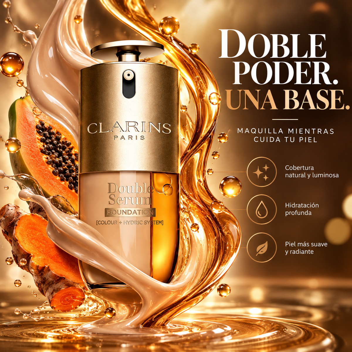 DOUBLE SERUM FOUNDATION - La primera fórmula 2 EN 1 maquillaje y tratamiento antiedad