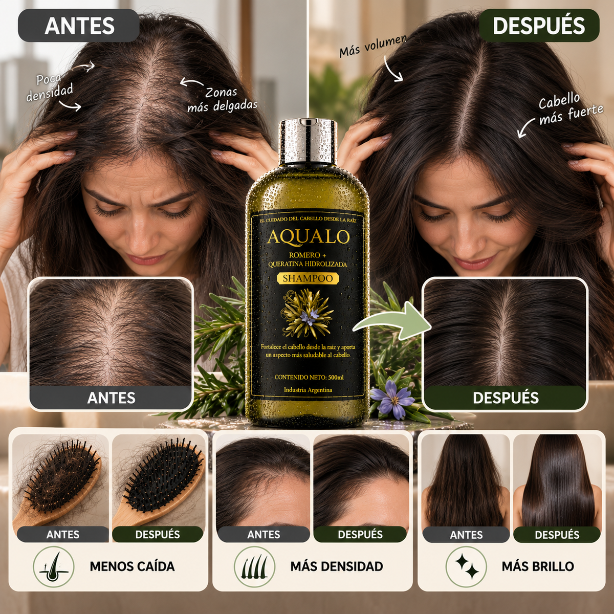 Champú ANTICAIDA AQUALO™ – Frená la caída de tu pelo y recupera tu confianza con el champú mas potente del mercado