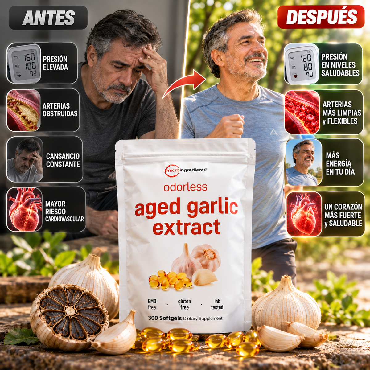 CAPSULAS DE EXTRACTO DE AJO AÑEJADO - Tratamiento para la presión arterial