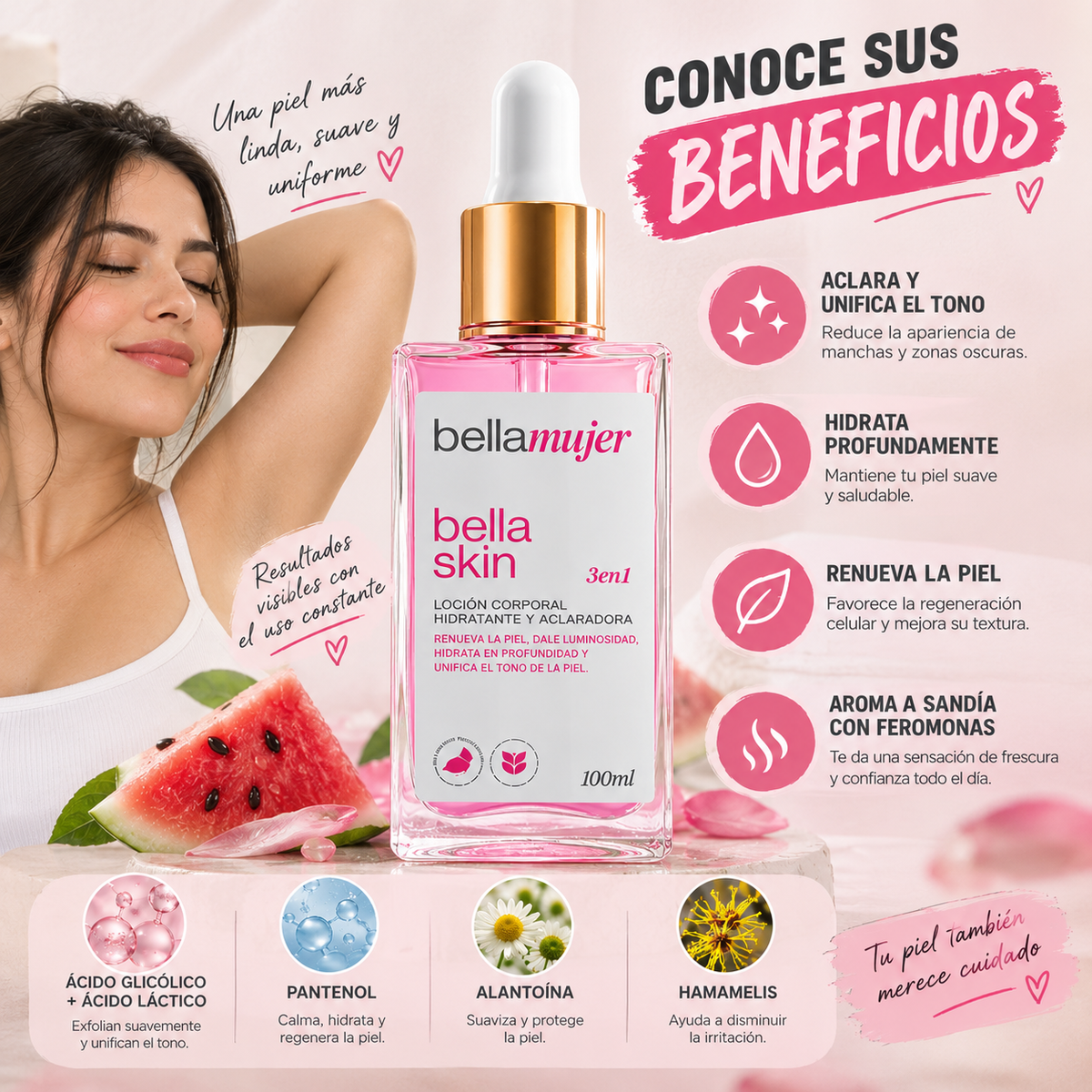 Bella Skin 3 en 1 AROMA SANDIA + FEROMONAS - Recupera tu confianza y renueva tu esencia