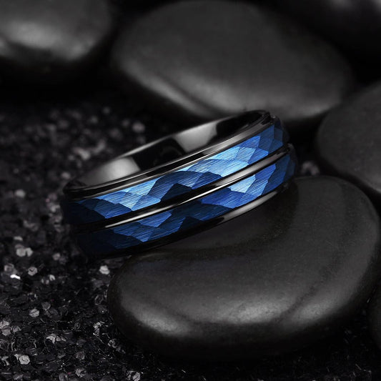 Anillo de tungsteno Bluebsidian Hammer