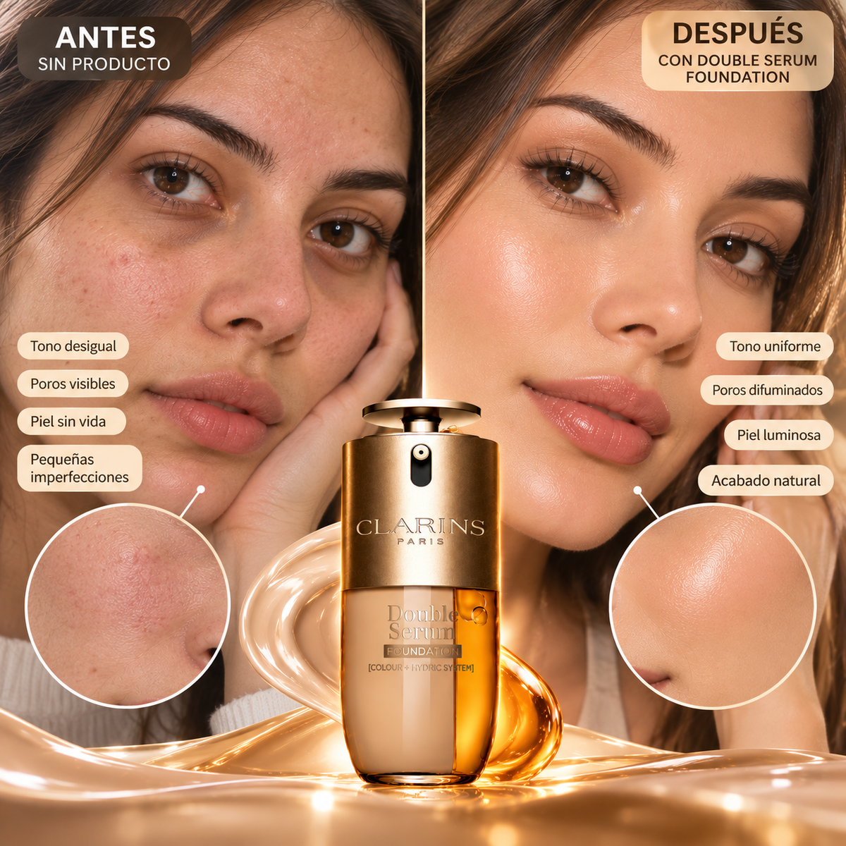 DOUBLE SERUM FOUNDATION - La primera fórmula 2 EN 1 maquillaje y tratamiento antiedad