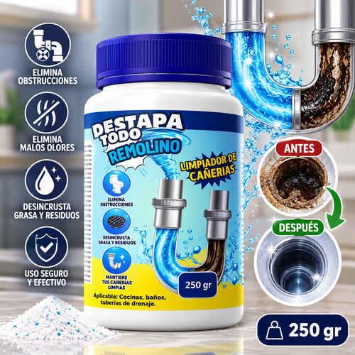 DESTAPA TODO REMOLINO - Limpieza y desinfección profunda con el mínimo esfuerzo