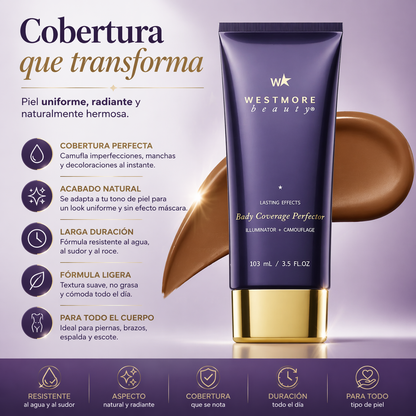 Maquillaje corporal WESTMORE + BROCHA INCLUIDA - corrector para cicatrices, manchas, venas, tatuajes y más
