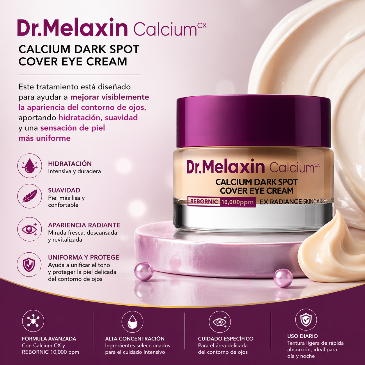 DR MELAXIN Crema de calcio para el contorno de ojos - Adiós a esas molestas ojeras