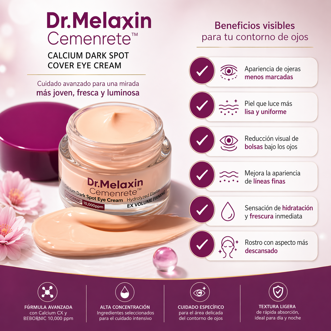 DR MELAXIN Crema de calcio para el contorno de ojos - Adiós a esas molestas ojeras