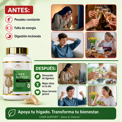 Suplemento para el apoyo hepático del Dr. CROWN - Desintoxica tu hígado desde adentro y recupera tu bienestar